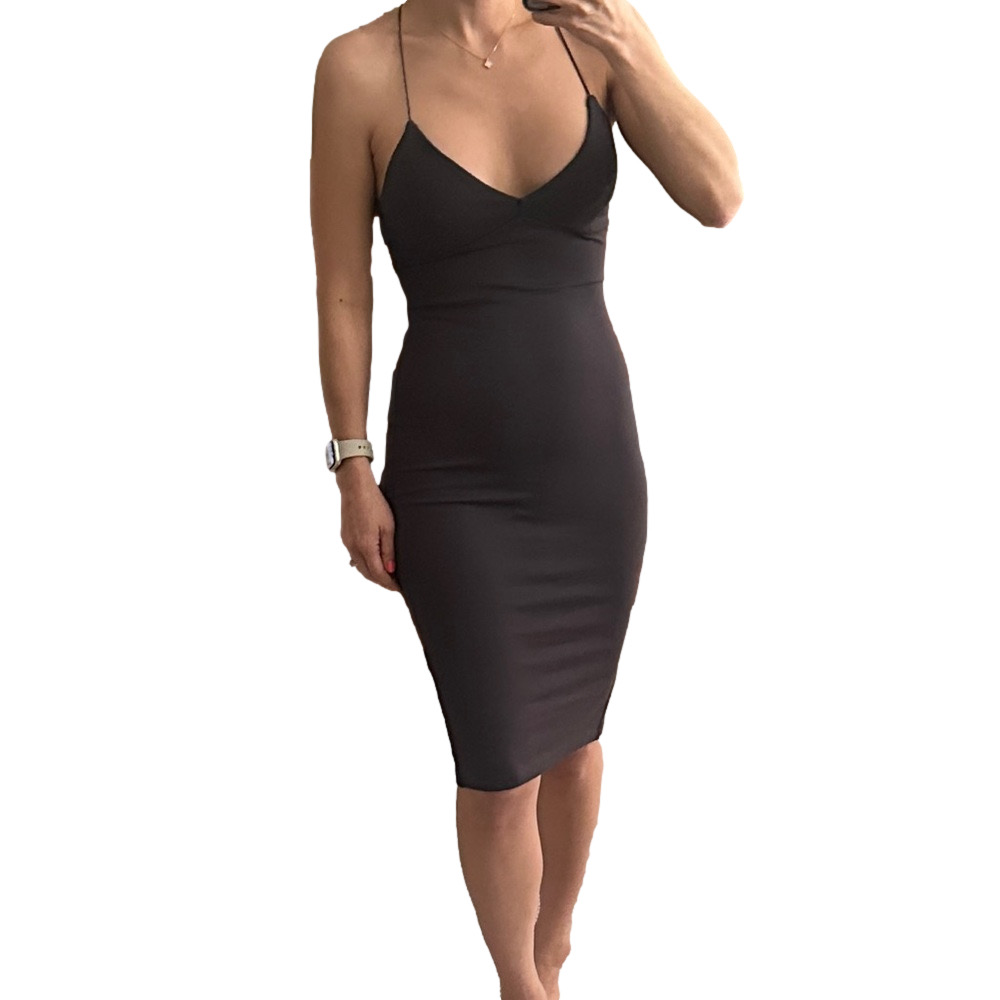 long white chiffon dress v neck prom white formal dress – dresstby size-womens-clothing_0 Half Black Half Red length skirt flows gracefully Color:Same as sample
